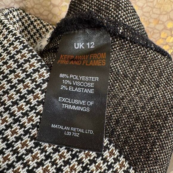 Papaya Brown Black Stripe Hounds tooth Work Office Pants Trousers Size 8 - Picture 4 of 8